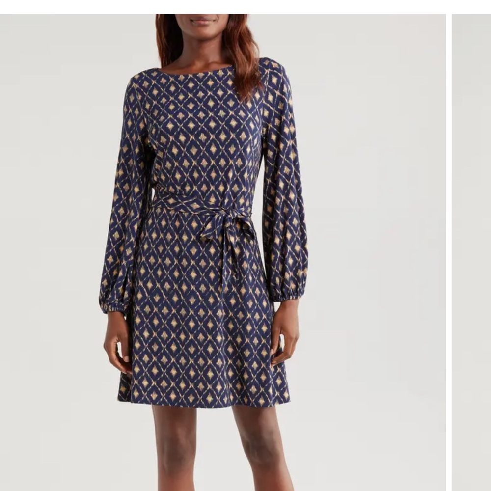 NWT Tommy Bahama Carmela Diamond Cay Tie Belt Long Sleeve Stretch Minidress S